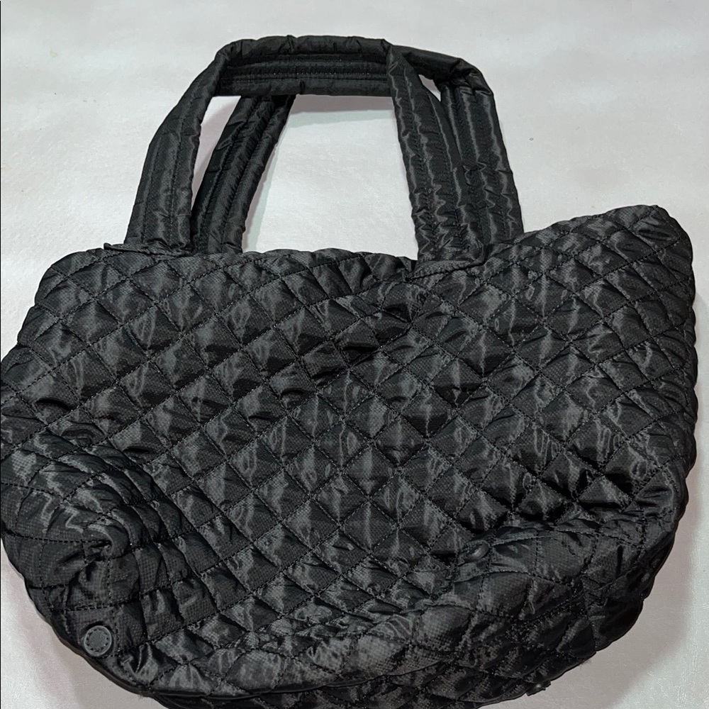 Elegant Black Quilted Tote Bag